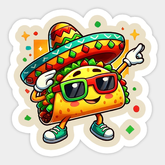Kids-Dabbing-Taco-Cinco-de-Mayo-Funny-Mexican-Food-Dab-Boys-Kids Sticker by ArtistTee ⭐⭐⭐⭐⭐
